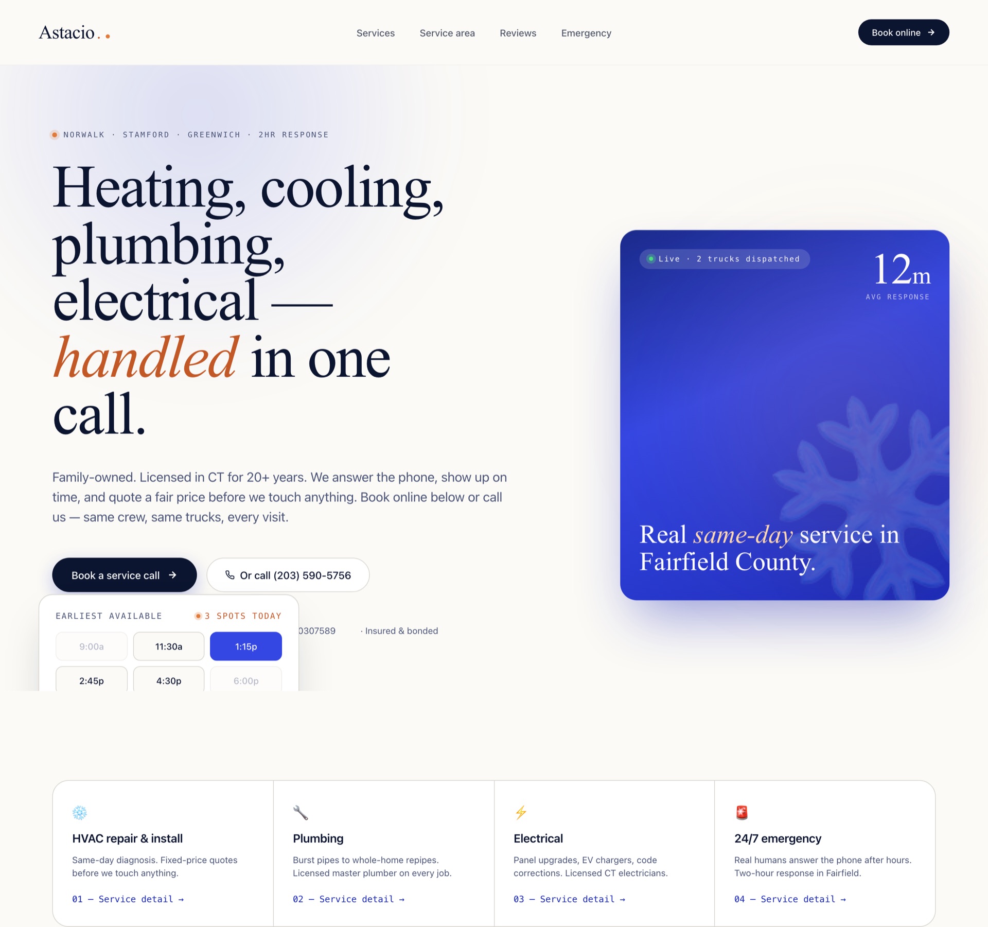 Astacio Heating, Cooling, Plumbing & Electrical — redesigned